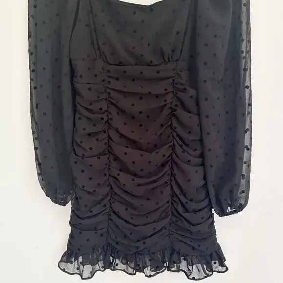 NEW Revolve Lover and Friends Cinched Swiss Dot Dress Size S Black - Picture 3 of 6